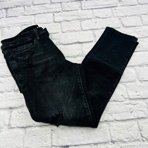Express Mens Skinny Distressed Black Jeans 31x30 Ripped Stretch Denim